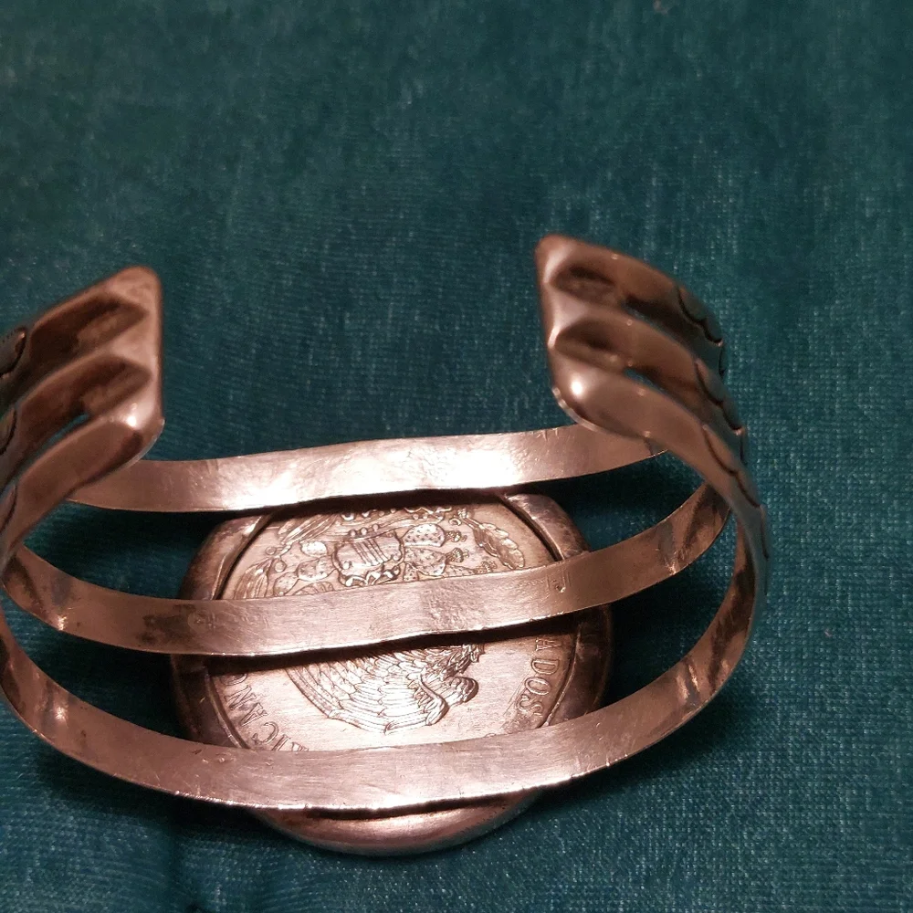 Vintage Mexico Peso Sterling Silver Cuff